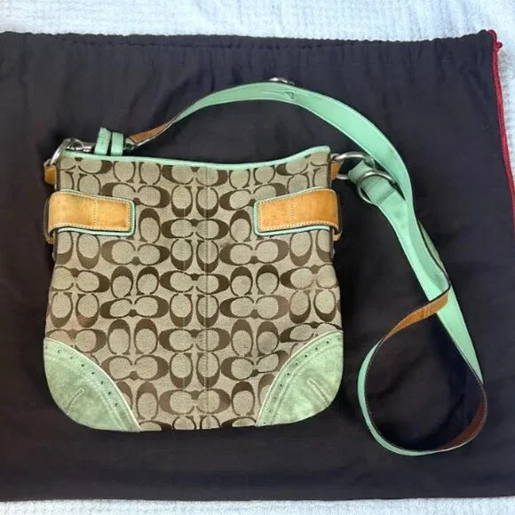 Coach Mint Green Canvas and Suede Bag w/ Dust Bag - Picture 2 of 10